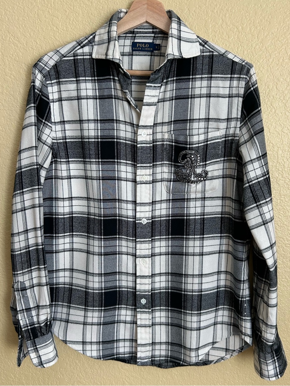 Polo Ralph Lauren Black & White Plaid Long Sleeve Button Down Shirt